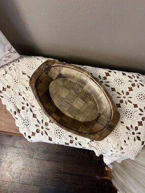 Set of two Vintage MCM bamboo oblong plates/bowls